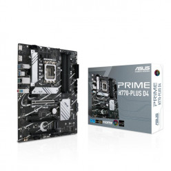 ASUS PRIME H770-PLUS D4, Socket 1700, 8Phases, Intel® H770 (14/13/12th Gen CPU), CPU graphics, HDMI, DP, Dual 4xDDR4-5066, 3xPCIe x16 5.0, 4xSATA3, RAID, 3xM.2 4.0, 1xV-M.2 (Key E), 2xPCIe x1, Realtek Audio 7.1, 2.5GbE LAN, 1xUSB-C 3.2Gen2, 2xUSB 3.2Gen2,